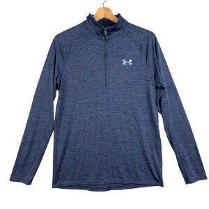 Under Armour Men's 1/2 Zip tee shirt Long Sleeves High‎ Neck Navy Blue Size  SM